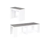 IDMarket - Table Console Extensible Orlando 10 Personnes 235 cm Bois Blanc et Effet béton