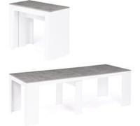 Idmarket Table Console Extensible Orlando 10 Personnes 235 Cm Bois Blanc Et Effet Béton Multicolore