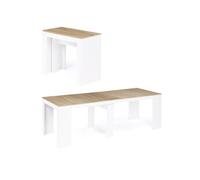 Table console extensible ORLANDO 10 personnes 235 cm bois blanc et façon hêtre