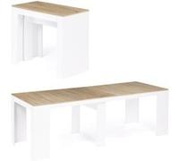 Idmarket Table Console Extensible Orlando 10 Personnes 235 Cm Bois Blanc Et Façon Hêtre Multicolore