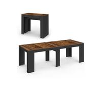 IDMarket - Table Console Extensible Orlando 10 Personnes 235 cm | Coloris bois effet vieilli et noir