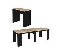 IDMarket Table console extensible Orlando 235 cm - 10 personnes, bois noir et façon hêtre
