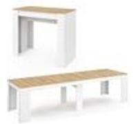 IDMarket - Table Console Extensible Orlando 14 Personnes 300 cm Blanc et façon hêtre