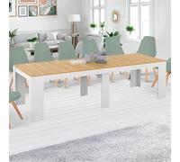 Table Console Extensible Orlando 14 Personnes 300 Cm Blanc Et Façon Hêtre Multicolore