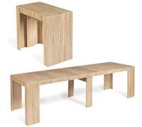 IDMarket - Table Console Extensible Orlando 14 Personnes 300 cm Bois façon hêtre
