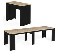 IDMarket - Table Console Extensible Orlando 14 Personnes 300 cm Bois Noir et façon hêtre