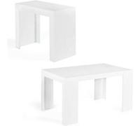 IDMarket - Table Console Extensible Orlando 6 Personnes 140 cm Bois Blanc