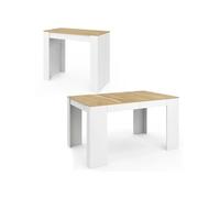 IDMarket - Table Console Extensible Orlando 6 Personnes 140 cm Bois Blanc et façon hêtre