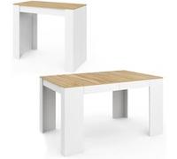 Idmarket Table Console Extensible Orlando 6 Personnes 140 Cm Bois Blanc Et Façon Hêtre Blanc