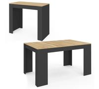IDMARKET Table console extensible ORLANDO 6 personnes 140 cm bois noir et façon hêtre Noir