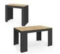 IDMARKET Table console extensible ORLANDO 6 personnes 140 cm bois noir et façon hêtre