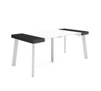 Table console extensible - SKRAUT HOME - RF2990 - Blanc et noir - Pieds en bois - Pour 8 personnes