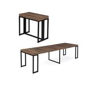 IDMarket - Table Console Extensible Toronto 10 Personnes 235 cm Bois foncé Design Industriel