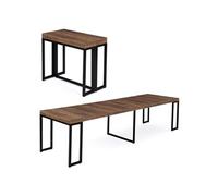 IDMarket Table console extensible TORONTO 14 personnes 300 cm bois foncé design industriel