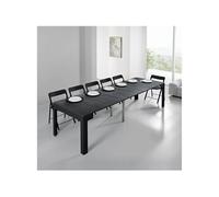 Table console extensible ULISSE acier pieds inox rallonge aluminium coloris noir carbone
