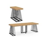 IDMarket - Table Console Extensible Yuna 10 Personnes 235 cm Plateau Bois et Pied Filaire en métal Noir