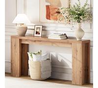 Table console extra longue de 180,9 cm, table d'entrée de ferme avec base épaisse, table de canapé en bois derrière le canapé, table d'appoint étroite pour salon, couloir, entrée, foyer, marron