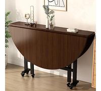 Table console fine de couloir, table de salle à manger pliante avec 6 roulettes, design pliable peu encombrant pour cuisine et bureau, polyvalente, marron, 120 cm