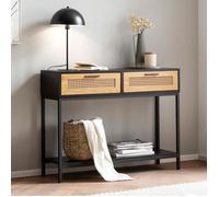 Table Console - FINEBUY - 100 cm - Noir - 2 Tiroirs - Design Intemporel