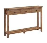Helloshop26 Table Console Table d'entrée avec 3 tiroirs et étagère de Rangement 40 x 40 x 175 cm pour entrée Salon Style campagnard Marron 12_0007509