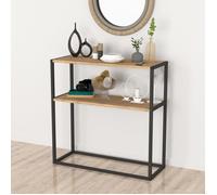 Table console Hemsedal avec surface de stockage 90 x 90 x 33,5 cm effet chêne [en.casa]