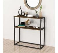 Table console Hemsedal avec surface de stockage 90 x 90 x 33,5 cm effet chêne patiné [en.casa] chêne G