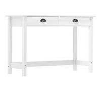 Table console Hill avec 2 tiroirs 110x45x74 cm Bois pin massif Blanc G