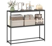 HOMCOM Table Console Table d'Entrée 2 Étagères 100 x 30 x 87 cm Noir | Cadre en Acier, Design Moderne, pour Salon, Entrée, Couloir