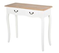 HomCom Table console style mexicain 2 tiroirs 87x34x78 cm MDF bois massif pin clair blanc