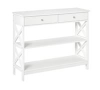 HOMCOM Table de Console Table d'entrée Style Table de drapier néo-rétro 2 tiroirs 2 étagères dim. 100L x 30.5l x 80H cm en Bois Blanc