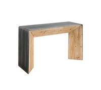 Table console HWC-L76 80x120x40cm naturel avec aspect métal