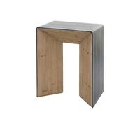 Table console HWC-L76 bois massif industriel 80x60x40cm naturel avec aspect métal