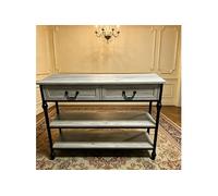 Table console industrielle 3 niveaux 2 tiroirs Gris 104x30x75.5cm