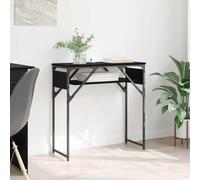 Table Console Industrielle 75x30x75cm Bois d'Ingénierie, Table de Rangement avec Étagère, Cadre Métal Noir Mat Pieds Acier, pour Salon Moderne