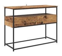 Table console industrielle - vidaXL - 100x40x75 cm - Bois ancien - Cadre en métal - Tiroir - 2 étagères