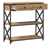 vidaXL Table console industrielle 75x28x75 cm Chêne artisanal Bois aggloméré et métal Avec tiroir