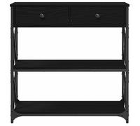 Table console industrielle - vidaXL - 75x28x75 cm - Chêne noir - Bois aggloméré et métal - Avec tiroir - Avec étagère