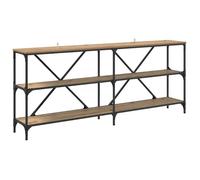 vidaXL Table console industrielle Chêne artisanal, 180x30x75 cm, 4 étagères, Bois d'ingénierie, fer