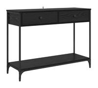 Table console industrielle - vidaXL - Chêne noir - 100x34,5x75 cm - Bois d'ingénierie - Pieds réglables - Avec tiroir