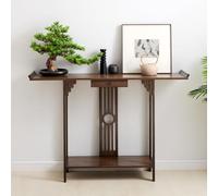 Table console japonaise avec rangement, table d'entrée en bambou avec tiroir, table de canapé vintage étroite pour couloir, foyer