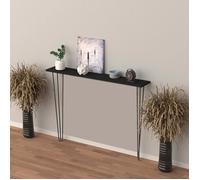 en.casa Table console pieds épingle à cheveux Métal, panneaux de particules 82×120×18 cm Noir