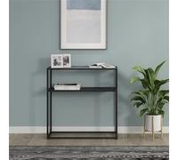 [en.casa] Table Console pour Entrée Salon Couloir Cuisine Table d'Appoint Meuble d'Entrée avec Surface de Rangement Métal Verre Trempé 80 x 80 x 30 cm Noir Transparent