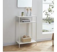 [en.casa] Table Console avec 2 Étagères Inférieures Table d'Appoint Style Industriel Polyvalent Design Intemporel Stable pour Entrée Salon Couloir Chambre Acier 85 x 55 x 30 cm Blanc