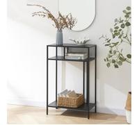 [en.casa] Table Console avec 2 Étagères Inférieures Table d'Appoint Style Industriel Polyvalent Design Intemporel Stable pour Entrée Salon Couloir Chambre Acier 85 x 55 x 30 cm Noir