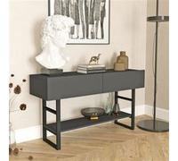 en.casa Table console Lappeenranta – Panneau mélaminé & métal – 76 x 139 x 43 cm Anthracite noir