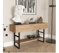 [en.casa] Table Console pour Salon Table d'Appoint avec Espace de Stockage Panneau de Particules Mélaminé Métal 76 x 139 x 43 cm Effet Chêne Noir