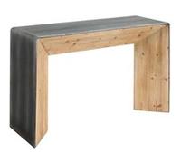Table console HWC-L76 80x120x40cm naturel avec aspect métal