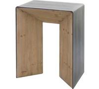 Table console HWC-L76 bois massif industriel 80x60x40cm naturel avec aspect métal