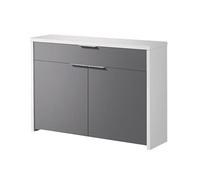 Table console, meuble console avec 2 portes et 1 tiroir coloris blanc, gris - longueur 101 x profondeur 30 x hauteur 76 cm - -