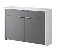 Table console, meuble console avec 2 portes et 1 tiroir coloris blanc, gris - longueur 101 x profondeur 30 x hauteur 76 cm